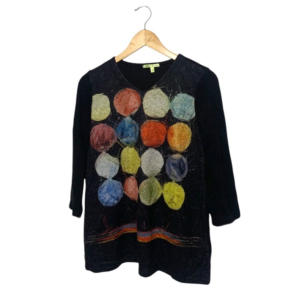 trisha tyler Tops - Trisha Tyler| Vintage Black Boho 80’s 70’s Tunic Sweater Size Small
